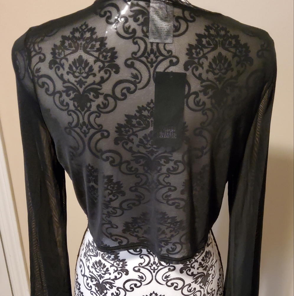 Wild Fable Black Sheer Crop Cardigan Size Small - Picture 2 of 2